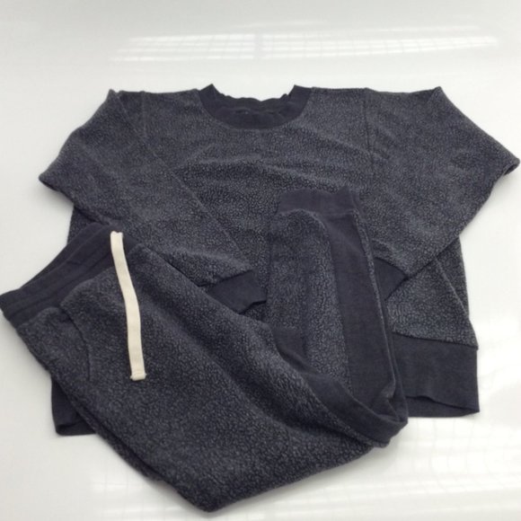 Gray Zella Fleece Drawstring Jogger & Crewneck Top & Bottom Set - Picture 1 of 1